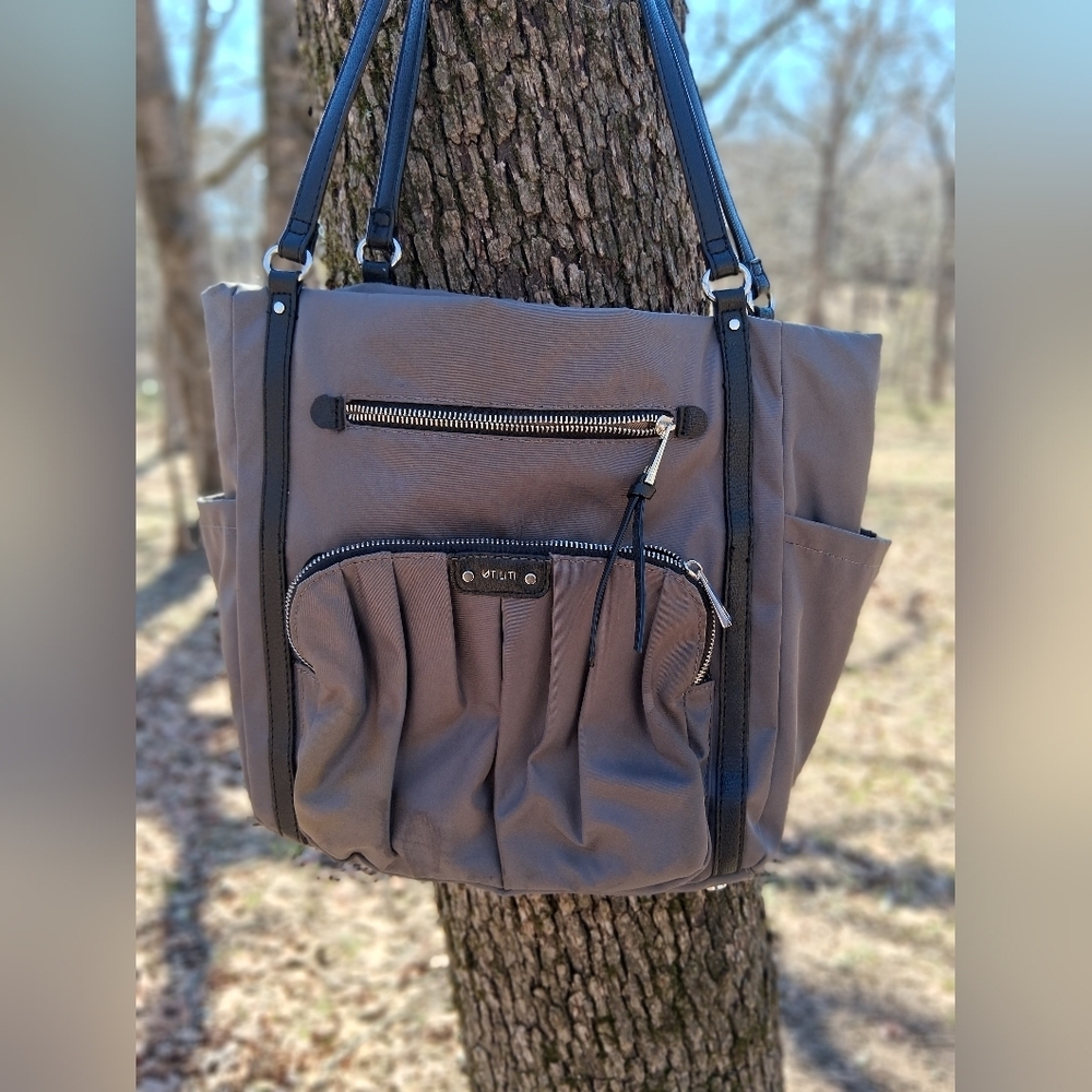 Gray Nylon Tote Bag